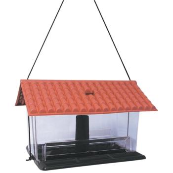 Preview: Vogelfutterstation für 2,5 kg Futter aus Kunststoff zum Aufhängen oder Aufstellen 31,5x22x20cm